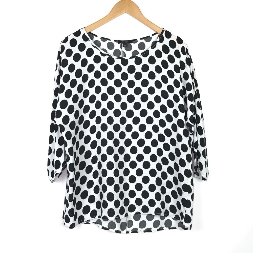 Ella Moss Polka Dot Top Sz Sm Black White